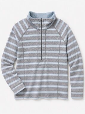Tommy Bahama Gray and Light Blue Striped Half-Zip Pullover Women’s Large